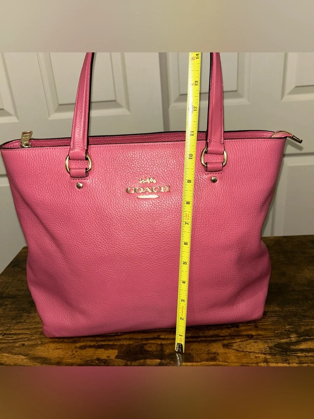 Coach Pebbled Leather Rich Berry Pink Medium Tote